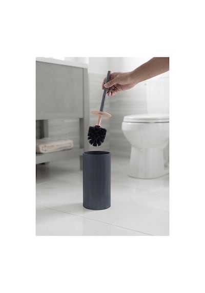 Liza Kapaklı Wc Banyo Fırçası - Tuvalet Fırçası Wc Fırçası Klozet Fırçası Antrasit Gri
