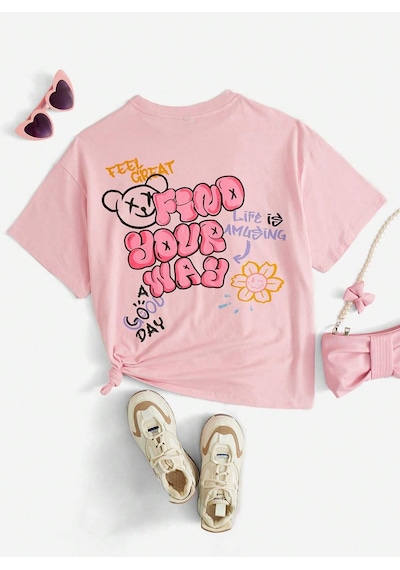 Noıssey Karikatür Ve Grafik Tasarım Oversize T-shirt Cartoon/letter Serisi Kod184 Pembe Noıssey Karikatür Ve Grafik Tasarım Oversize T-shirt Cartoon/letter Serisi Kod184 Pembe