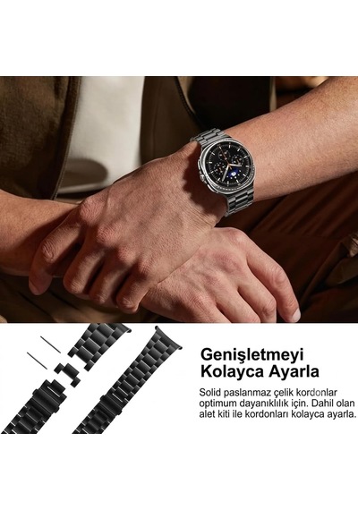 Samsung Galaxy Watch 9 / Watch 8 40mm/44mm Ve Watch 8 Classic 46mm Uyumlu Üç Bakla Paslanmaz Çelik Kordon Boşluksuz No Gap Tasarım, Dolu Metal, Baklası Çıkarılabilir Kayış Diğer Samsung Galaxy Watch 9 / Watch 8 40mm/44mm Ve Watch 8 Classic 46mm Uyumlu Üç Bakla Paslanmaz Çelik Kordon Boşluksuz No Gap Tasarım, Dolu Metal, Baklası Çıkarılabilir Kayış Diğer