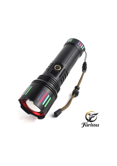 R517 200w Beyaz Lazer El Feneri + Yedek 9000mah Batarya Hediye - 6000 Lümen Siyah