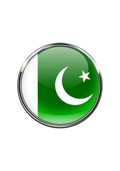 Pakistan Pakistan Bayrak Rozeti - Paslanmaz Çelik Yuvarlak Yaka Rozeti Çok Renkli