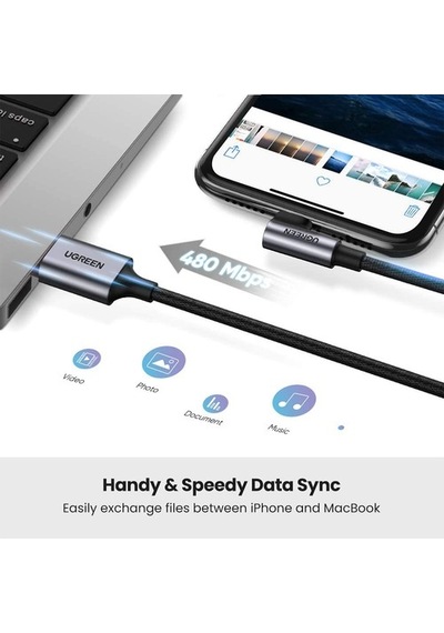 Ugreen Mfı Lightning Apple iPhone Uyumlu Oyuncu Şarj Kablosu 1.5 Metre