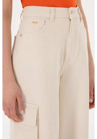U.S. Polo Assn. Kadın Ekru Kargofit Jean Pantolon 50304313-VR019