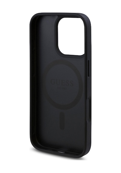 Apple Uyumlu iPhone 16 Pro Kılıf Guess Lisanslı Magsafe Şarj Özellikli Gül Baskılı 4g Desenli Yazı Logolu Siyah