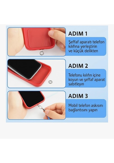 Telefon Boyun Askı Aparatı 5'li Paket, Universal Şeffaf