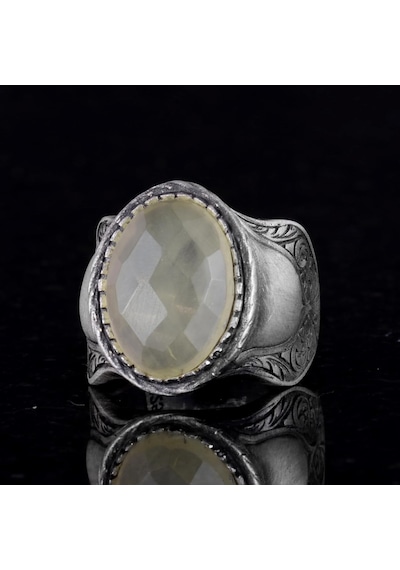 Doğal Taş Yüzük, 925 Ayar Gümüş Yüzük, Limon Topaz Gümüş