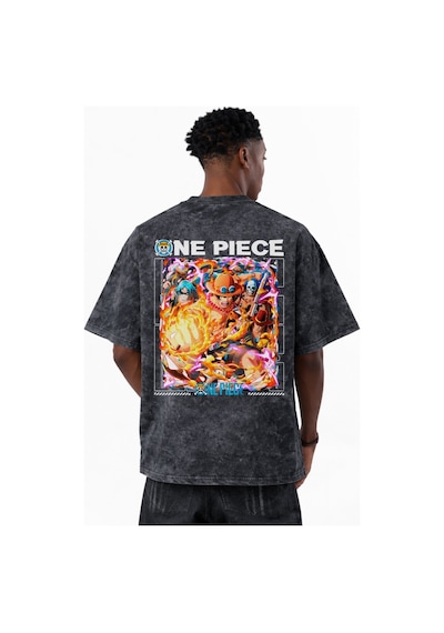 Sevbano Monkey D. Luffy One Piece Karakterler Anime Baskılı Unisex Oversi Siyah