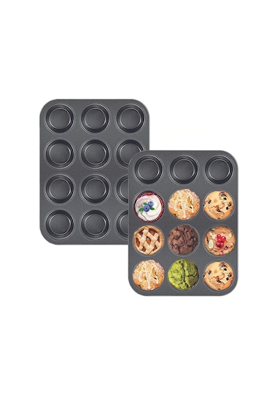 2'li Set Muffin Kalıbı 12li Fırın Mini Kek Browni Kekstra Kalıbı Cupcake Ülü Çok Renkli