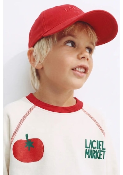 La Ciel Paris Erkek Çocuk Domates Baskılı Sweatshirt Ekru