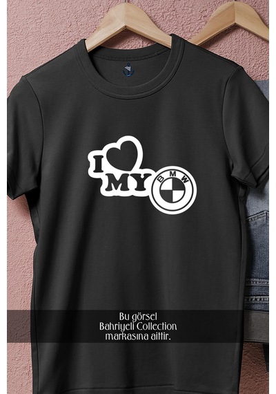 Oversize I Love My Bmw Tasarımlı Unisex T-shirt Siyah
