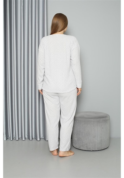 Akbeniz Welsoft Polar Kadın Büyük Beden Pijama Takımı 808050 - 3xl Ekru