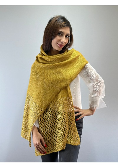 Gönülden Tasarım 200x50 Cm Triko Pul Payetli Kadın Fular Şal Hardal