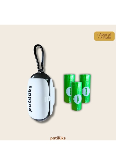 Patilüks Metal Klipsli Köpek Kaka Poşeti Aparatı Ve 3 Rulo 45 Adet Lavantalı Poşet Seti