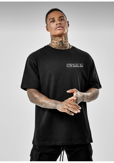 Flood Of Style Kadın Oversize Osaka Baskılı Siyah Tshirt