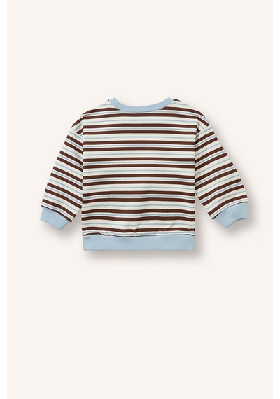 Defacto %100 Pamuk Regular Fit Bisiklet Yaka Düşük Omuzlu Çizgili Erkek Bebek Sweatshirt I0699a526aubn330 Kahve-bn330