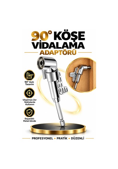 90 Köşe Vidalama Adaptörü 1/4" Bits Uyumlu Matkap Aparatı