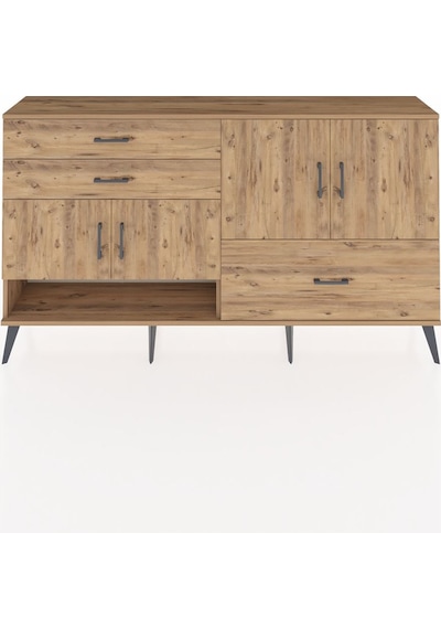 Arges Konsol 3 Raflı 3 Çekmeceli 4 Kapaklı 176x30x99 Çam-çam Çam-çam