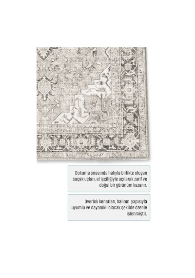 Gri Krem Vintage Göbekli Halı Eskitme Desenli Salon Halısı 3043-4 Bej