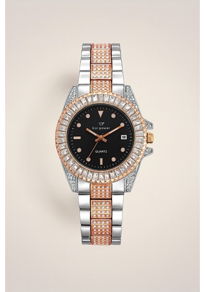Taşlı Metal Kordon Kadın Kol Saati Rose/gümüşiçisiyah - 646846802 Rose Gold