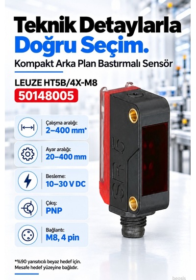Leuze Ht5b/4x-m8 Arka Plan Bastırmalı Fotosel 50148005