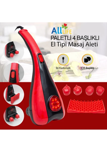 All Life Al-530 Çift Başlıklı Paletli Masaj Aleti Kırmızı - Siyah
