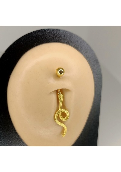 Aya Tasarım Gold Renkli Yılan Göbek Piercing Altın