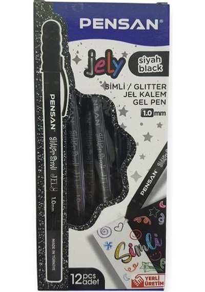 Pensan Jel Kalem 2800 Siyah Jely Glitter Simli 12'li Paket Diğer