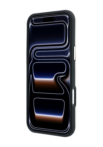 Apple iPhone Uyumlu 18 Pro Max Kılıf Guess Lisanslı M-safe Özellikli Pu Taşlı Metal 4g Ve Yazı Logolu Kapak Bej