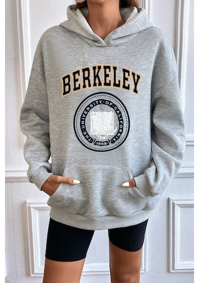 Uyguntarz Unisex Berkeley Baskılı Sweatshirt Gri