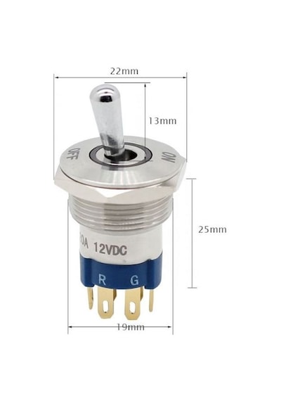 19mm IP67 Rgb Led Işıklı Metal Toggle Anahtar