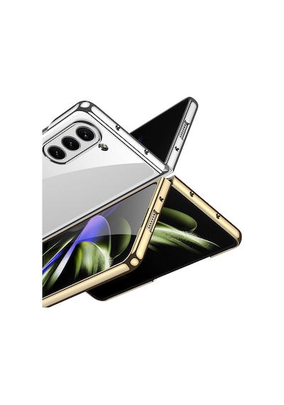 Samsung Uyumlu,  Galaxy Z Fold 5 Kılıf Zore Full Camlı Kıpta Kapak Renksiz