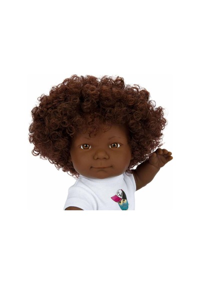 Kıvırcık Esmer Dada Bebek - Gri Eşofmanlı 35 Cm