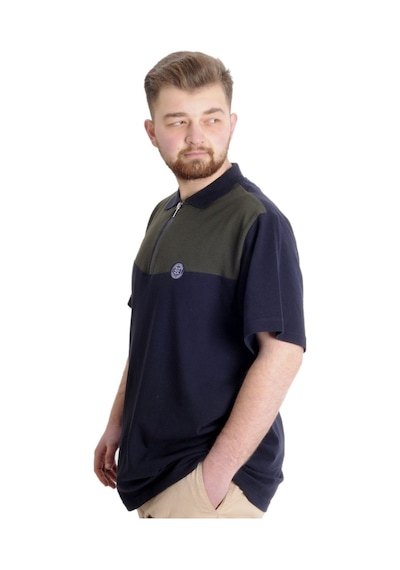 Mode Xl Büyük Beden Erkek T-Shirt Polo Fragmented 23325 Lacivert 001