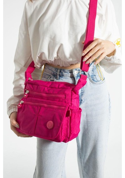 Baginn Klinkır Kadın Postacı Çanta Çok Cepli Kapaklı Model 30 20 Cm Su İtici Çapraz Askılı Postacı Çanta Pembe