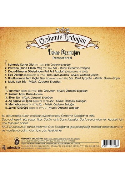 Özdemir Erdoğan Tekne Kazıntıları Remastered Plak Lp