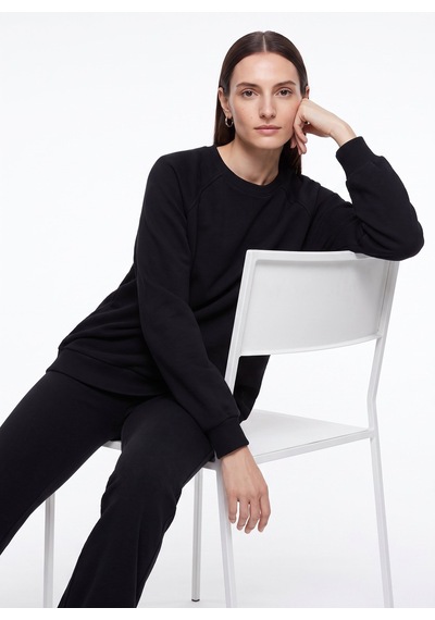 Fabrika Siyah Kadın Bisiklet Yaka Oversize Sweatshirt Falu-y