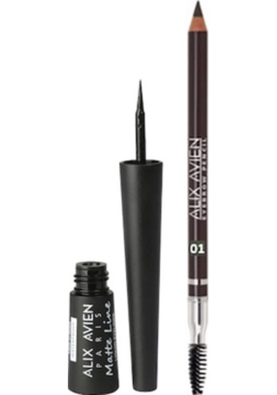 Alix Avien Kaş Kalemi 1 Koyu Kahve + Yoğun Mat Eyeliner Siyah