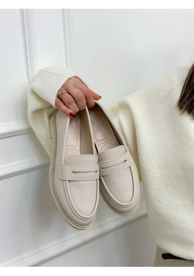 Bej Cilt Elsa Ortopedik Taban Kadın Loafer-5186 Bej
