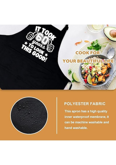 Xspring Şef Önlüğü, 3 Cep Mutfak Önlüğü, Yüksek Yoğunluklu Polyester Kumaş, Tek Beden Herkese Uyar, Kadın Ve Erkekler İçin Pişirme Önlüğü, 55. 60. 65. Doğum Günü si Cok Renkli