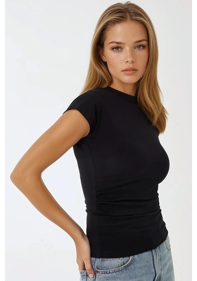 Hiccup Slim Fit Kısa Kollu Bisiklet Yaka Tişört Siyah
