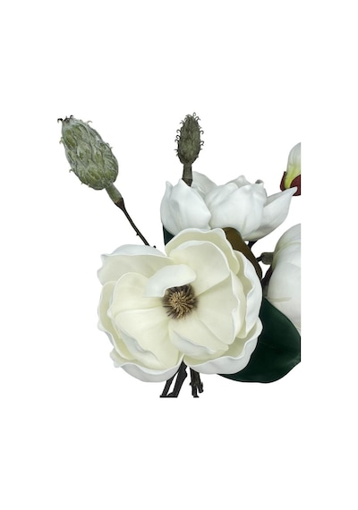 Yapay Çiçek Lüx Manolya Gerçek Dokulu Letex Eva Magnolia Gelin Çiçeği 40cm Beyaz