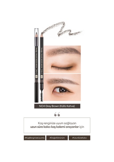 Missha Smudge Proof Wood Brow Bulaşmayan Kalıcı Doğal Kaş Kalemi Gray Brown