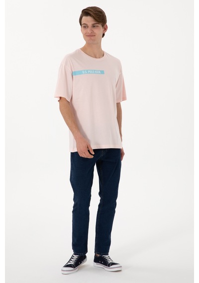 U.S. Polo Assn. Erkek Comfort Fit Bisiklet Yaka Açık Pembe Tişört 50306904-VR078