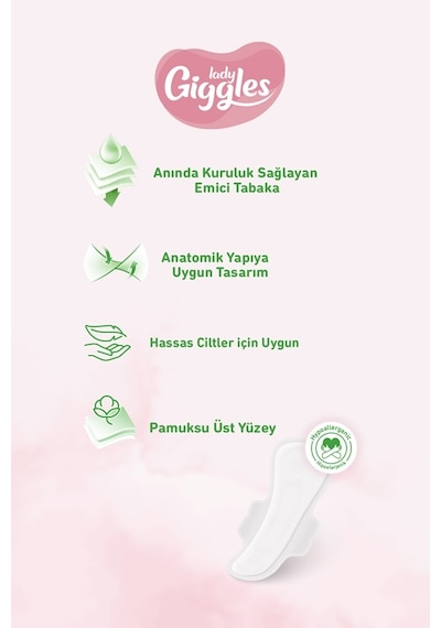 Giggles Lady Soft Hijyenik Ped Gece 12x8 Paket 96 Adet L