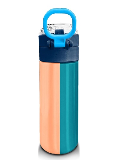 Coral High Kids Renkli Çizgili Desenli Pipetli Ve Direkt İçim Çelik Termos 500 Ml 31879 Çam Yeşili