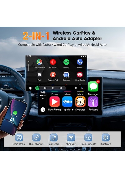 Carplay Ve Android Auto Kablosuz Multimedya Adaptörü Cps