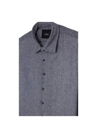 Tudors Erkek Slim Fit Dar Kesim Uzun Kollu Düz Kışlık Oduncu Gri Gömlek-42572 Gri