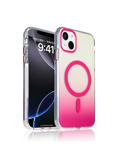 Subutu Apple Uyumlu iPhone 15 Kılıf M-safe Şarj Özellikli Transparan Renk Geçişli Sbt Toros Kapak - Gold Altın