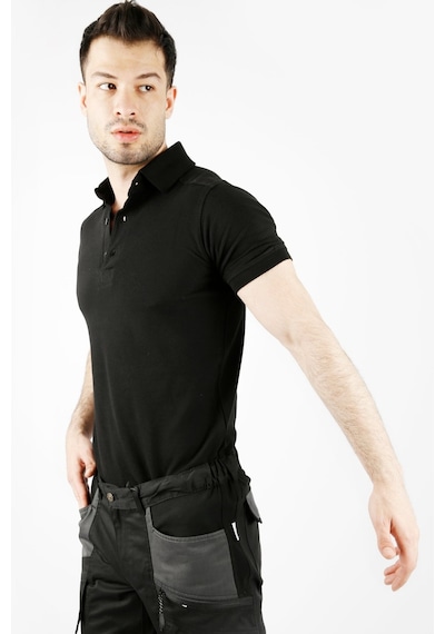 Uniprom Polo Yaka %100 Pamuk T Shirt Erkek Siyah Koyu Siyah