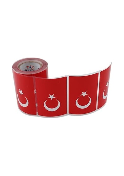 Al Hızlı Al Türk Bayrağı Etiketi Kuşe Rulo Çıkatma 90mmx 60mm 300 Adet 40mm Çapı Bayrak Etiket Genel